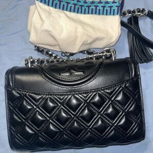 Elegant Black Quilted Chain Bag Tory Burch